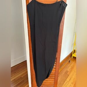 Max Azria 100% Silk Strapless Beaded Black Dress with Asymmetric Hem
